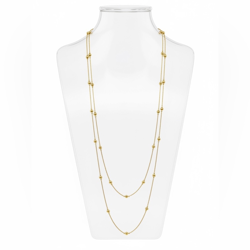 Crown PD Premier Designs 1980 Gold Tone Mirror Rope Chain Bead Necklaces 24” TWO